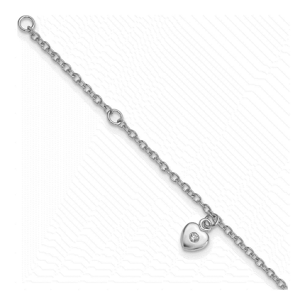 Sterling Silver CZ Girl's Heart Bracelet