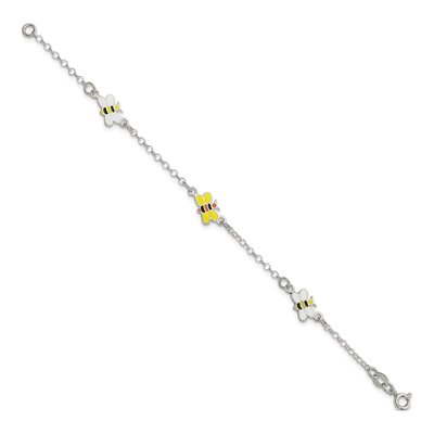 Sterling Silver Girls' Enamel Bee Bracelet – view 2