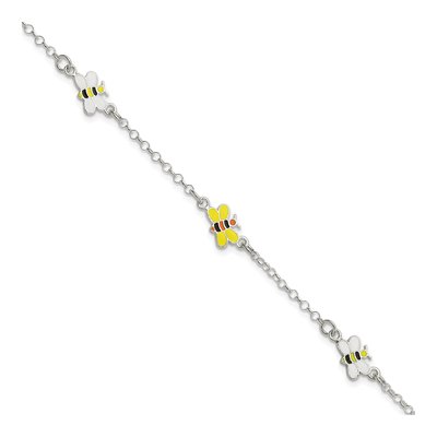 Sterling Silver Girls' Enamel Bee Bracelet