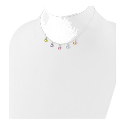 Sterling Silver Girls' Enamel Flower Pendant Necklace – view 5