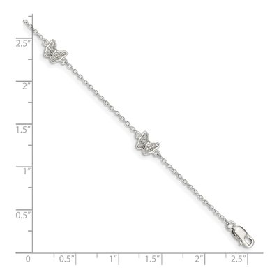 Sterling Silver CZ Girls' Butterfly Bracelet – view 4