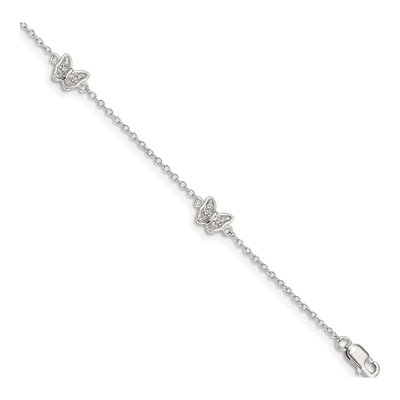 Sterling Silver CZ Girls' Butterfly Bracelet