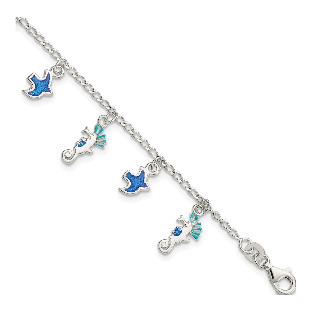 Kids' Sterling Silver Enamel Seahorse Bracelet