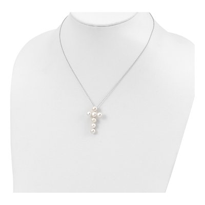 Sterling Silver Freshwater Cultured Pearl Cross Necklace – view 5