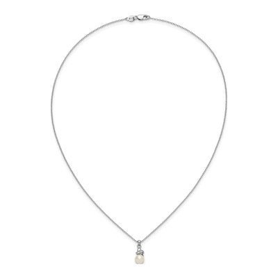 Sterling Silver Freshwater Cultured Pearl & CZ Button Necklace – view 6