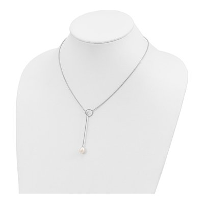 Sterling Silver Freshwater Cultured Pearl Toggle Necklace – view 5