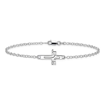 Sterling Silver Jesus Cross Anklet – view 4
