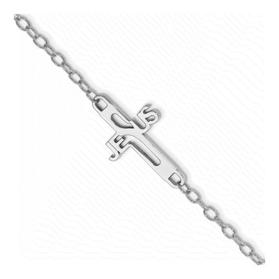Sterling Silver Jesus Cross Bracelet