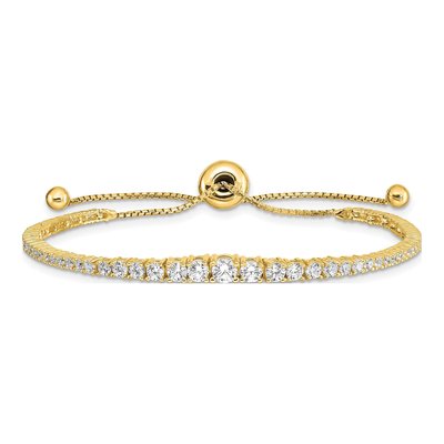 Gold-Plated Sterling Silver CZ Graduated Bracelet – view 2