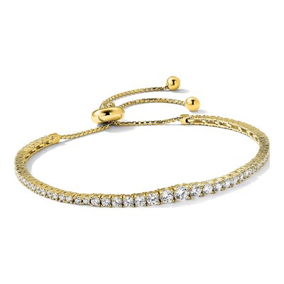 Gold-Plated Sterling Silver CZ Graduated Bracelet – view 6