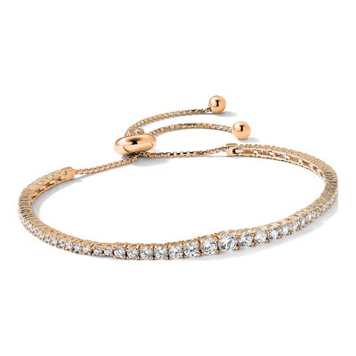Rose Gold-Plated Sterling Silver CZ Adjustable Bracelet – view 4