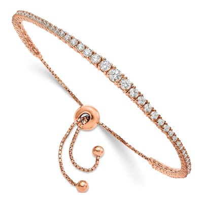 Rose Gold-Plated Sterling Silver CZ Adjustable Bracelet