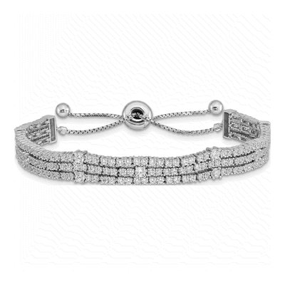 Sterling Silver CZ Adjustable Bracelet – view 2