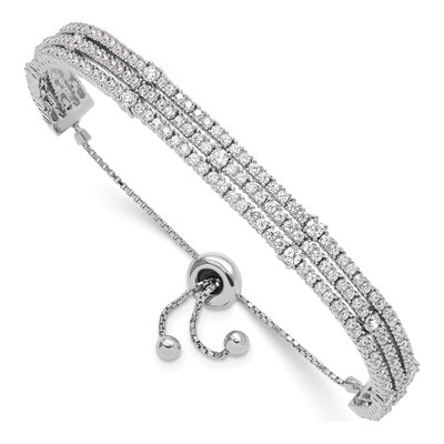 Sterling Silver CZ Adjustable Bracelet