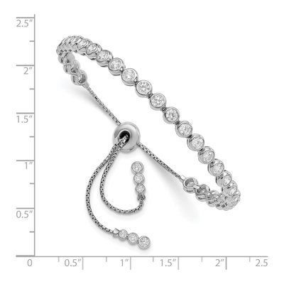 Sterling Silver CZ Adjustable Box Bracelet – view 2