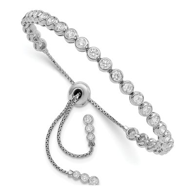 Sterling Silver CZ Adjustable Box Bracelet