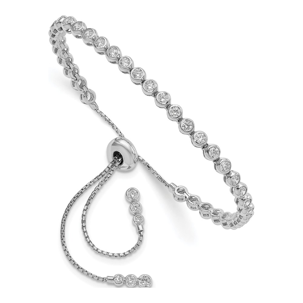 Sterling Silver CZ Adjustable Bracelet