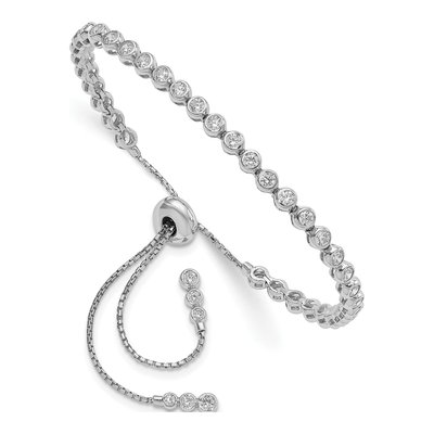 Sterling Silver CZ Adjustable Bracelet