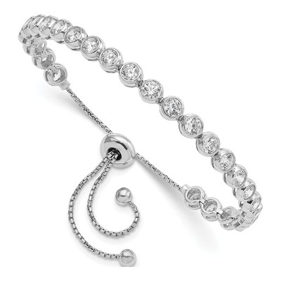 Sterling Silver CZ Adjustable Bracelet