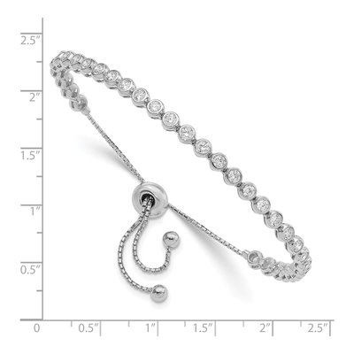 Sterling Silver CZ Adjustable Bracelet – view 2