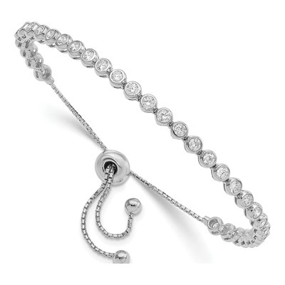 Sterling Silver CZ Adjustable Bracelet