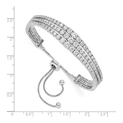 Sterling Silver CZ 3-Strand Bracelet – view 2