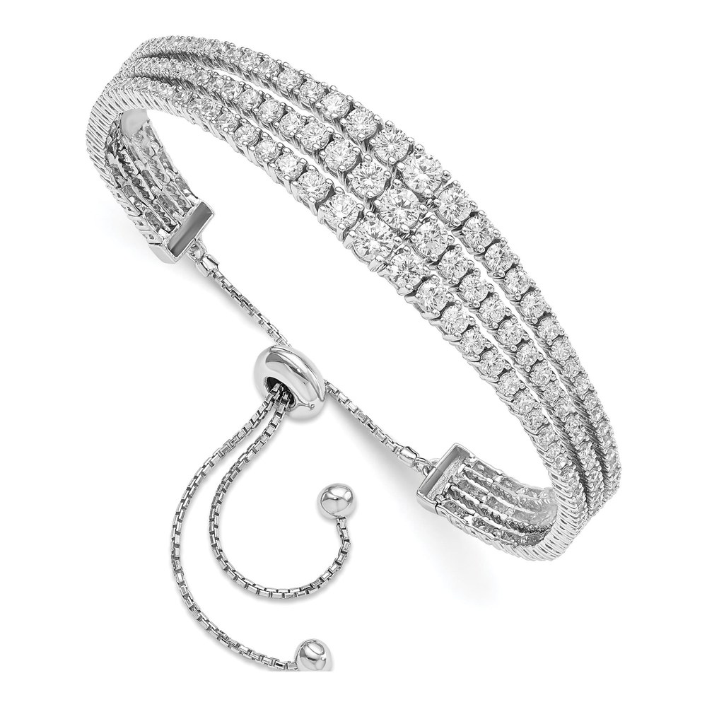 Sterling Silver CZ 3-Strand Bracelet