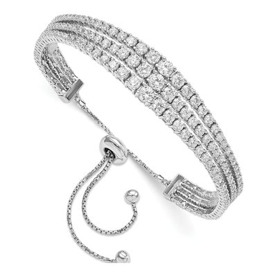 Sterling Silver CZ 3-Strand Bracelet