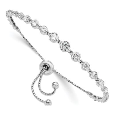 Sterling Silver CZ Adjustable Bracelet