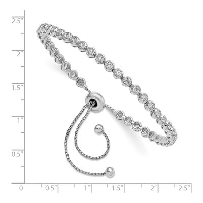 Sterling Silver CZ Adjustable Bracelet – view 2