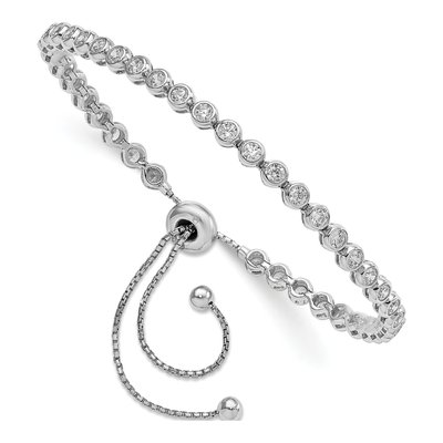 Sterling Silver CZ Adjustable Bracelet