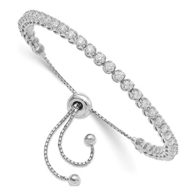 Sterling Silver CZ Adjustable Bracelet