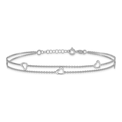 Sterling Silver Heart Station Anklet – view 4