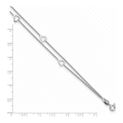 Sterling Silver Heart Station Anklet – view 6