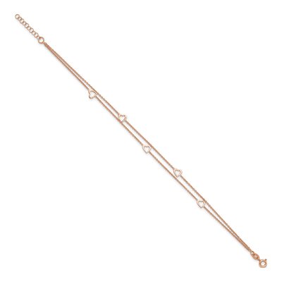 Rose Gold-Plated Sterling Silver Heart Anklet – view 2