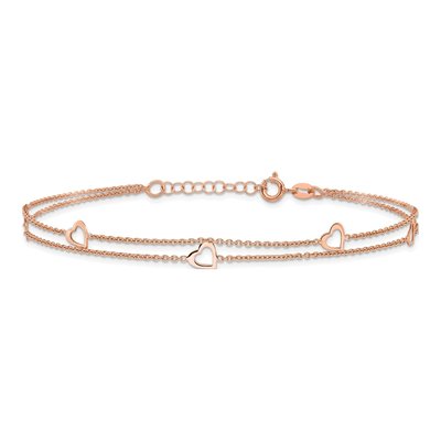 Rose Gold-Plated Sterling Silver Heart Anklet – view 3