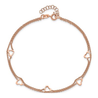 Rose Gold-Plated Sterling Silver Heart Anklet – view 4