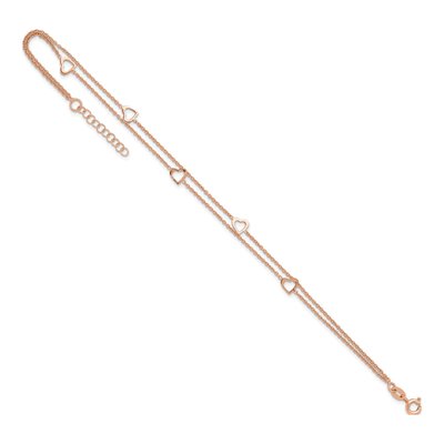 Rose Gold-Plated Sterling Silver Heart Anklet – view 7