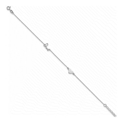 Sterling Silver Heart LOVE Script Anklet – view 3