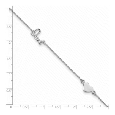 Sterling Silver Heart LOVE Script Anklet – view 5