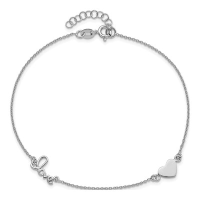 Sterling Silver Heart LOVE Script Anklet – view 6