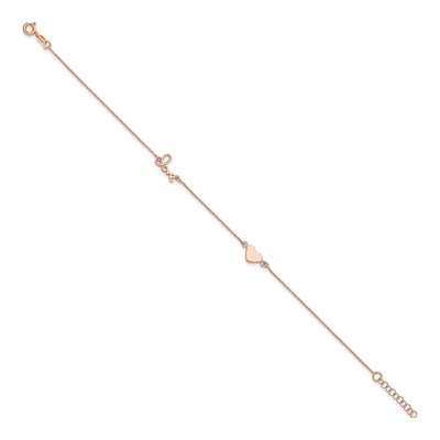 Rose Gold-Plated Sterling Silver Heart LOVE Anklet – view 3