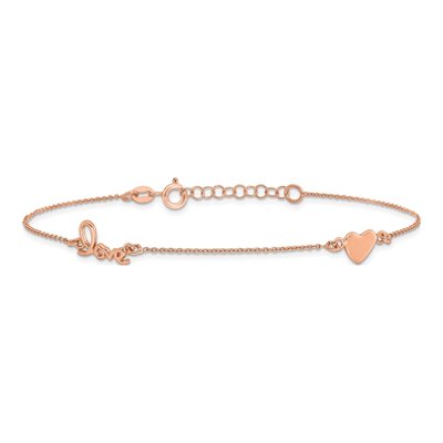 Rose Gold-Plated Sterling Silver Heart LOVE Anklet – view 4