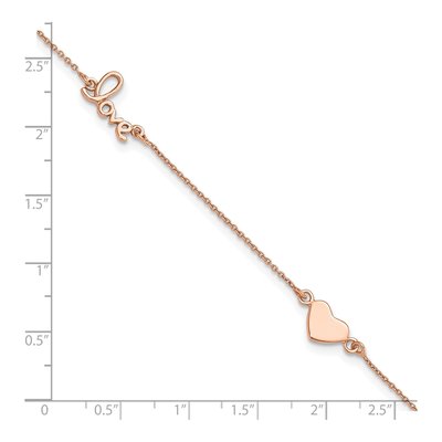 Rose Gold-Plated Sterling Silver Heart LOVE Anklet – view 5