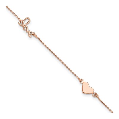 Rose Gold-Plated Sterling Silver Heart LOVE Anklet