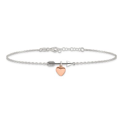Rose Gold-Plated Sterling Silver Arrow Heart Anklet – view 4