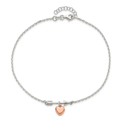 Rose Gold-Plated Sterling Silver Arrow Heart Anklet – view 5