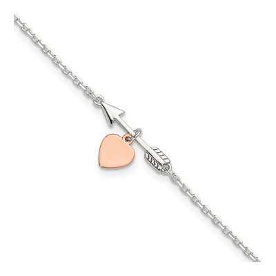 Rose Gold-Plated Sterling Silver Arrow Heart Anklet
