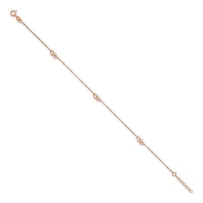 Rose Gold-Plated Sterling Silver Interlocked Hearts Anklet – view 3