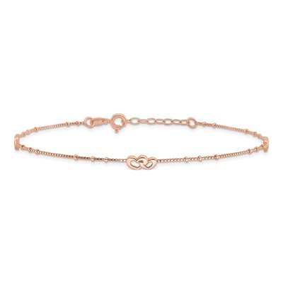 Rose Gold-Plated Sterling Silver Interlocked Hearts Anklet – view 4